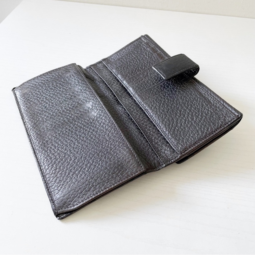 Gucci brown black pebbled leather horsebit long wallet - Picture 8 of 13